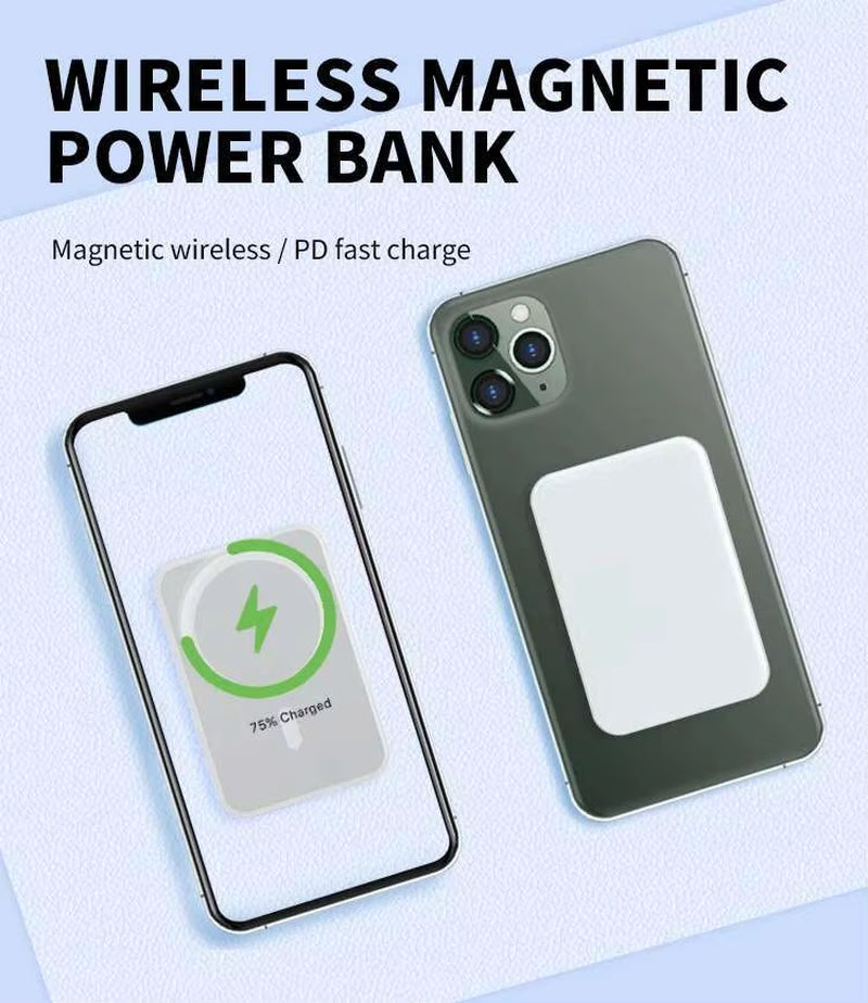 For Magsafe Power Bank ,10000Mah Qi 2.0 Magnetic Wireless Powerbank Portable External Auxiliary Battery for Iphone 16 15 14 Pro